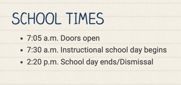 Daily Times to Report to School